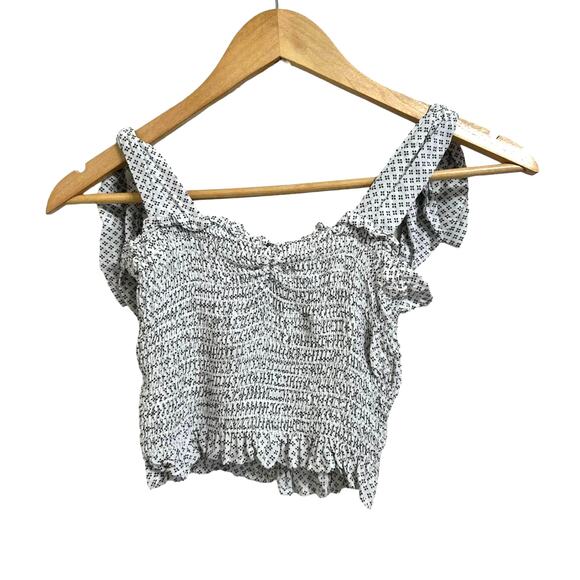 Blue Life Zamar Tie Shoulder Smocked Cropped Tank Top Ruffle Trim Size XS - Picture 4 of 7